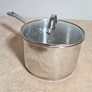 Princess House 3 qt Stainless Steel Saucepan w/ Lid, Long Handle, Silver